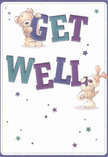Radiating warmth and optimism, this playful get well card captures a moment of pure comfort surrounded by the peaceful charm of Downe. Two endearing characters-a fluffy teddy bear with russet fur and a bright-eyed pup with velvety, drooping ears-appear to spring from the card, each joyfully entwined with bold, colorful letters that spell out 'Get Well.' Their embrace of the text echoes the supportive spirit of neighbours in Downe rallying around someone in need. The deep indigo and teal lettering stands confidently against a creamy white backdrop, while twinkling stars in shades of blue and purple dance overhead, casting a magical, uplifting atmosphere. The textures are so vivid, one can almost feel the softness of their fur-an echo of the comforting touch found in Downe's hand-crafted bouquets. This illustrated message offers not just words, but the heartfelt healing and gentle kindness one finds both in a visit from a friend and in the thoughtful details of a local florist's creation.